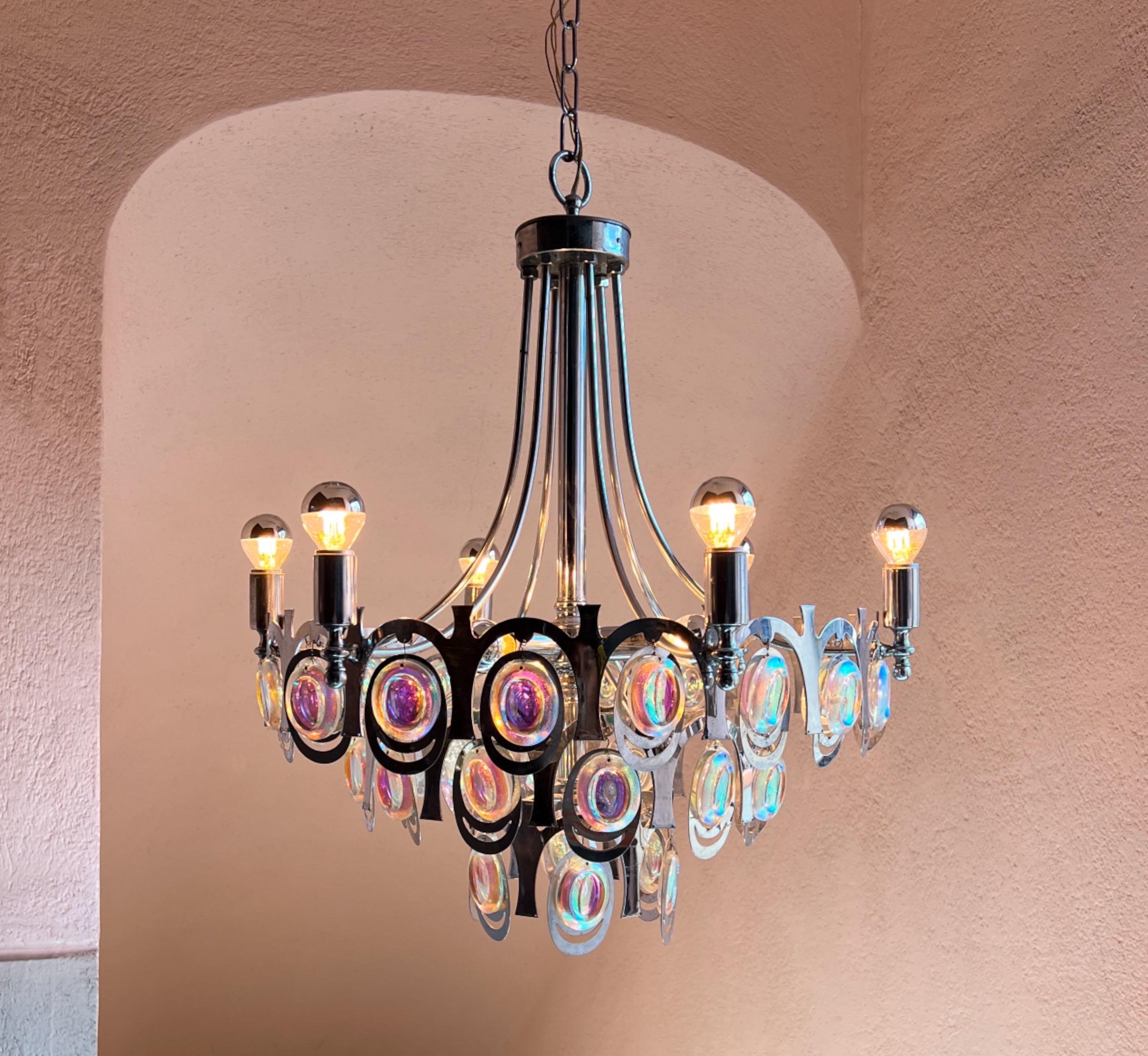 20th Century Midcentery modern chandelier designed by Gaetano Sciolari, Italy, 1960. For Sale
