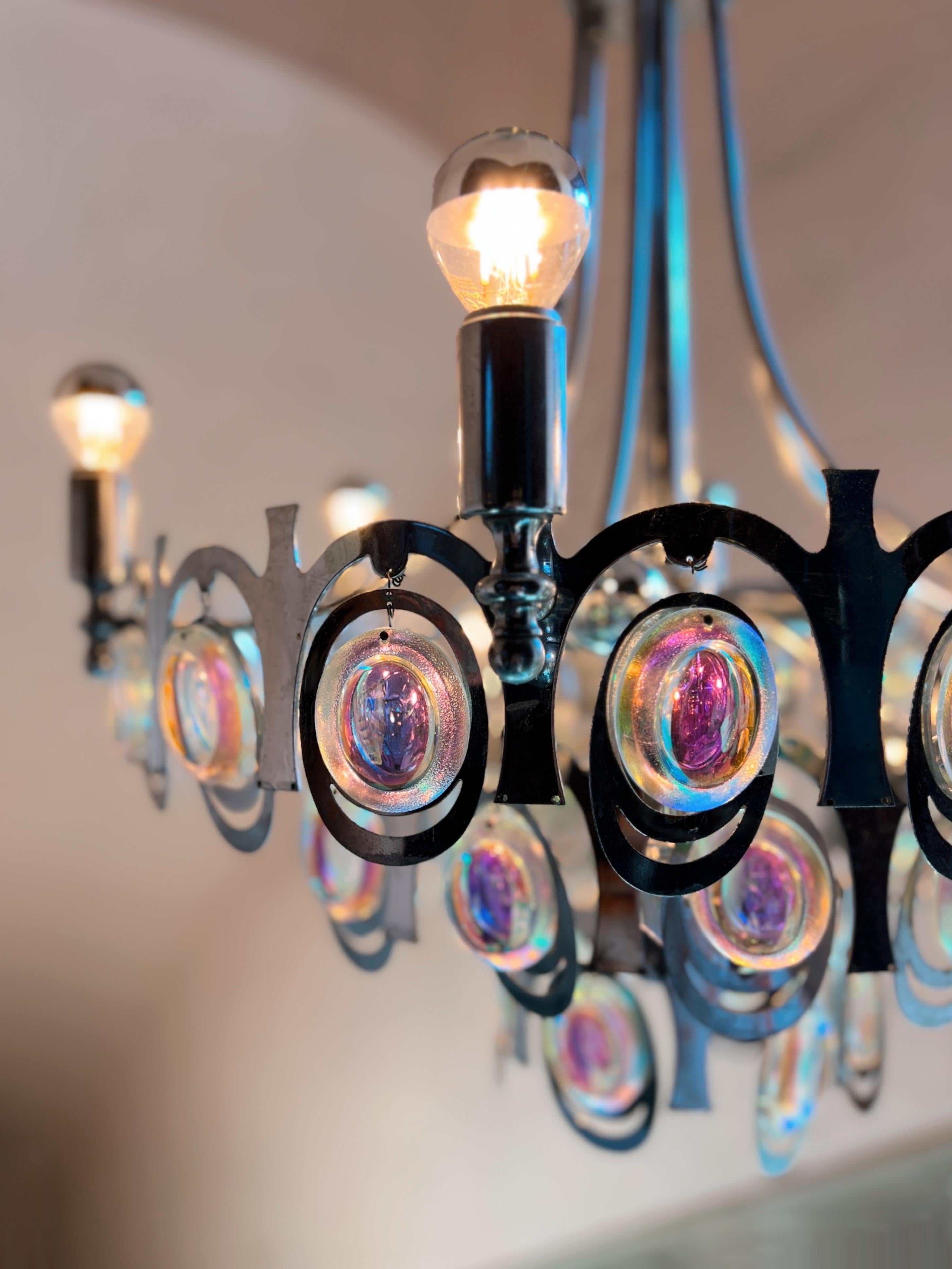 Midcentery modern chandelier designed by Gaetano Sciolari, Italy, 1960. For Sale 1