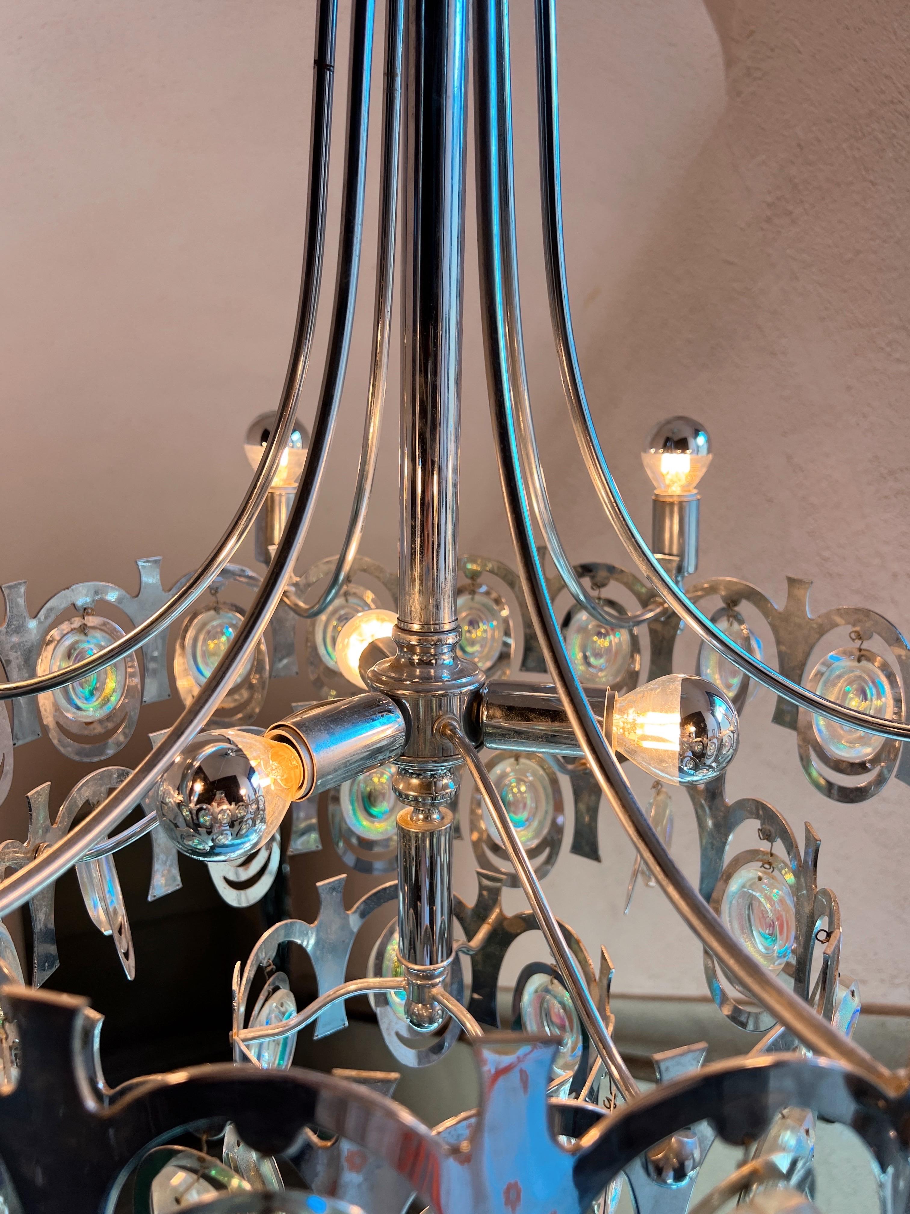 Midcentery modern chandelier designed by Gaetano Sciolari, Italy, 1960. For Sale 2