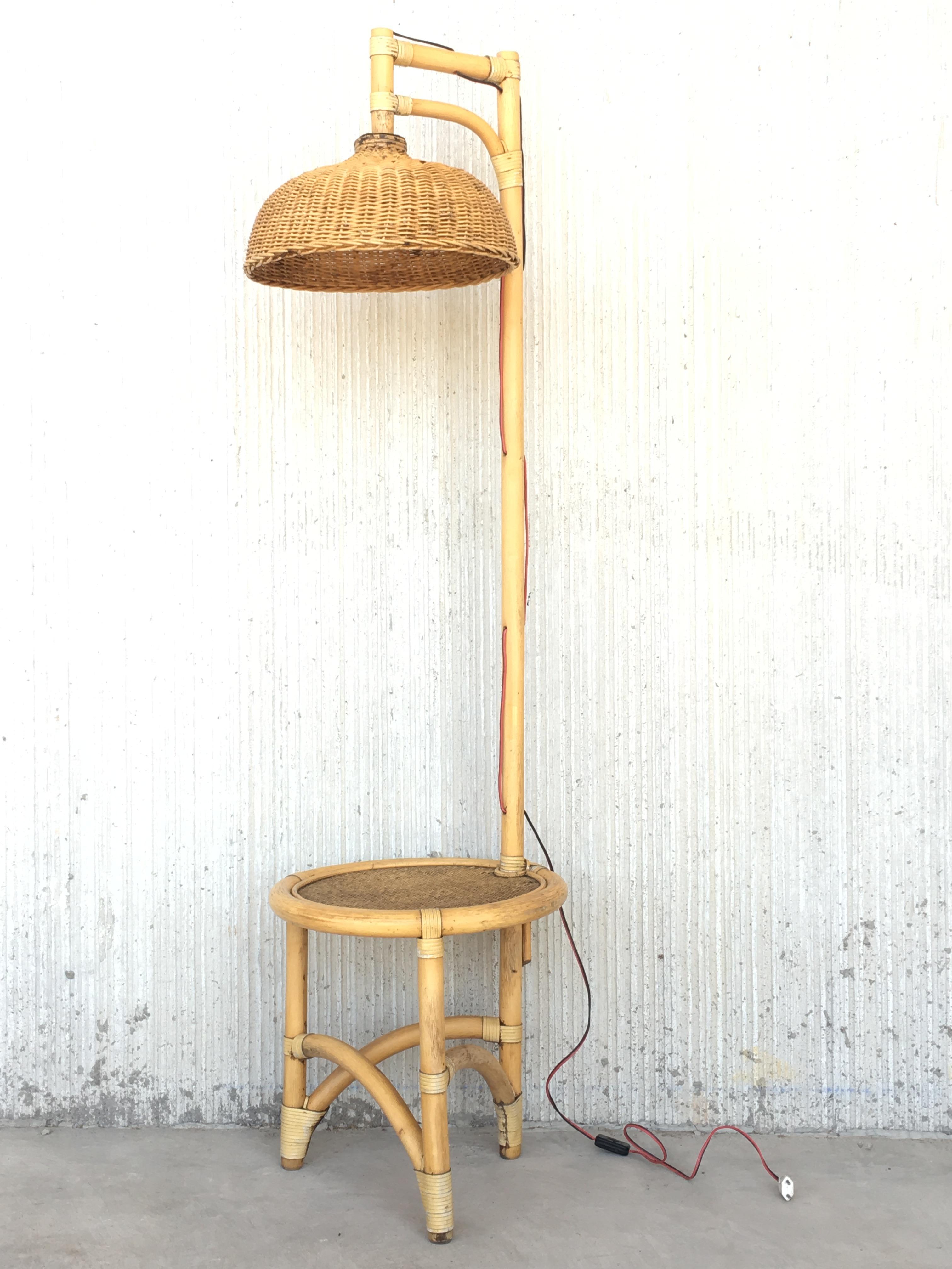 Laurel bamboo lamp with table.
Includes original Wicker lampshade.