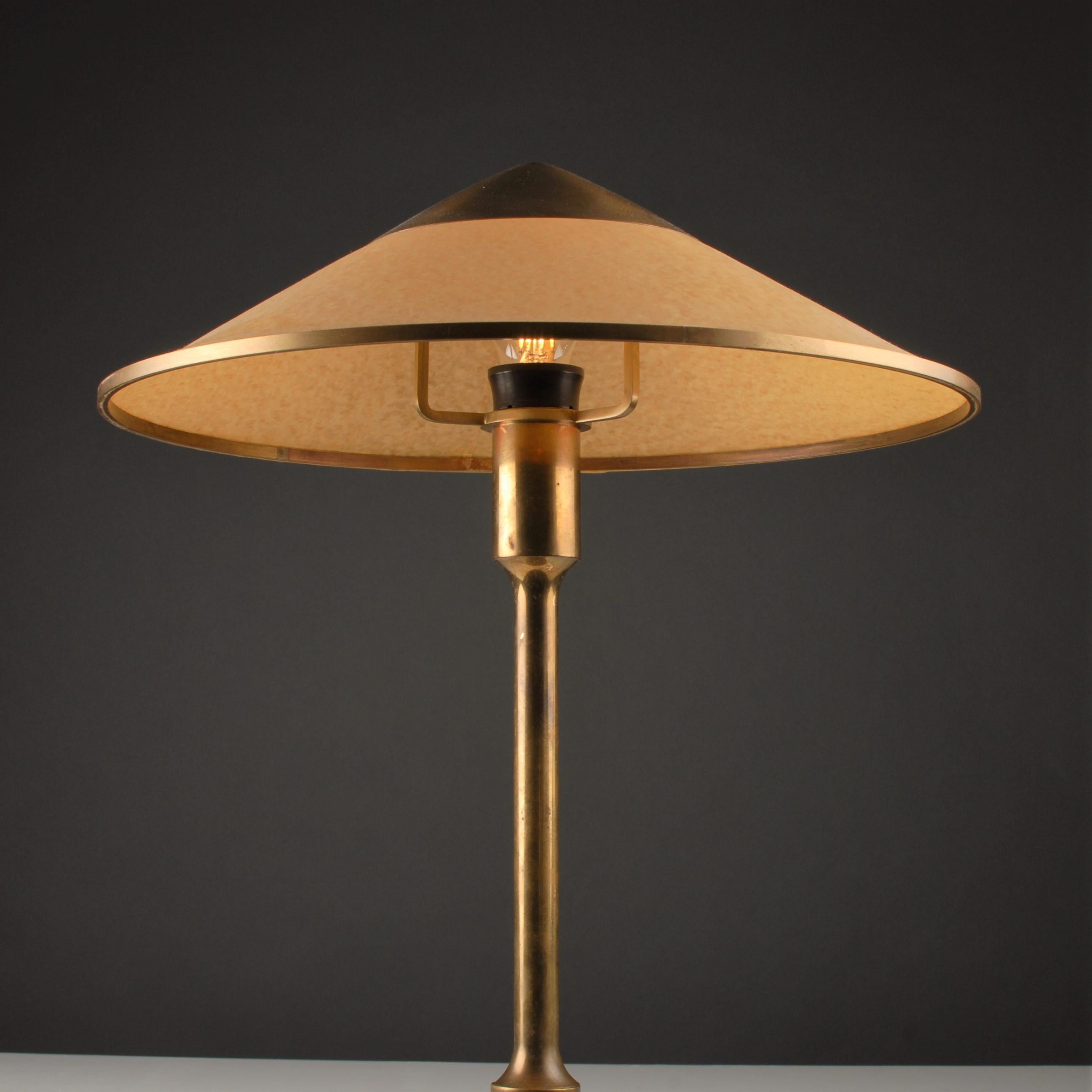 Mid-20th Century Scandinavian Modern Mid Century Niels Rasmussen Thykier Table Lamp Brass Paper