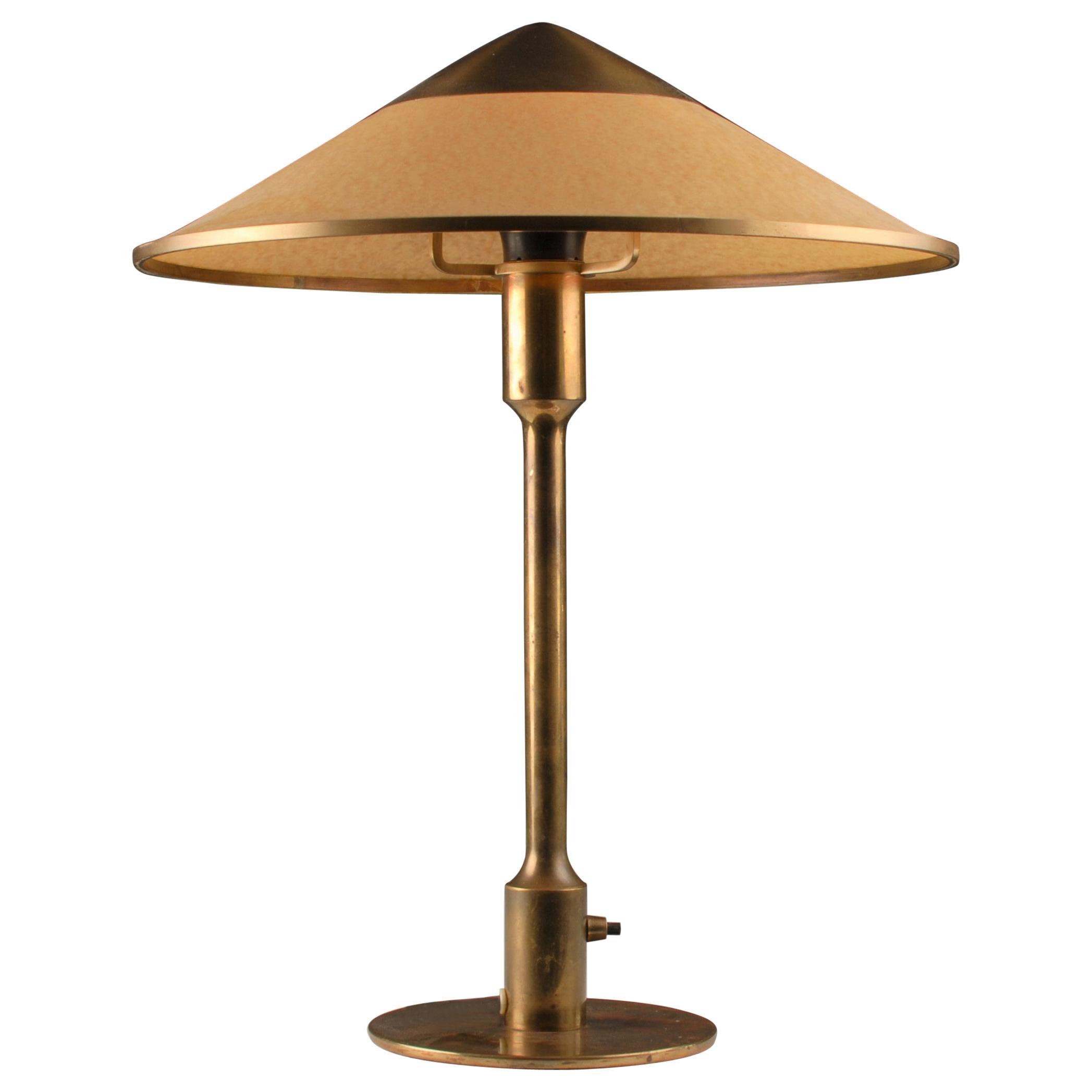 Scandinavian Modern Mid Century Niels Rasmussen Thykier Table Lamp Brass Paper