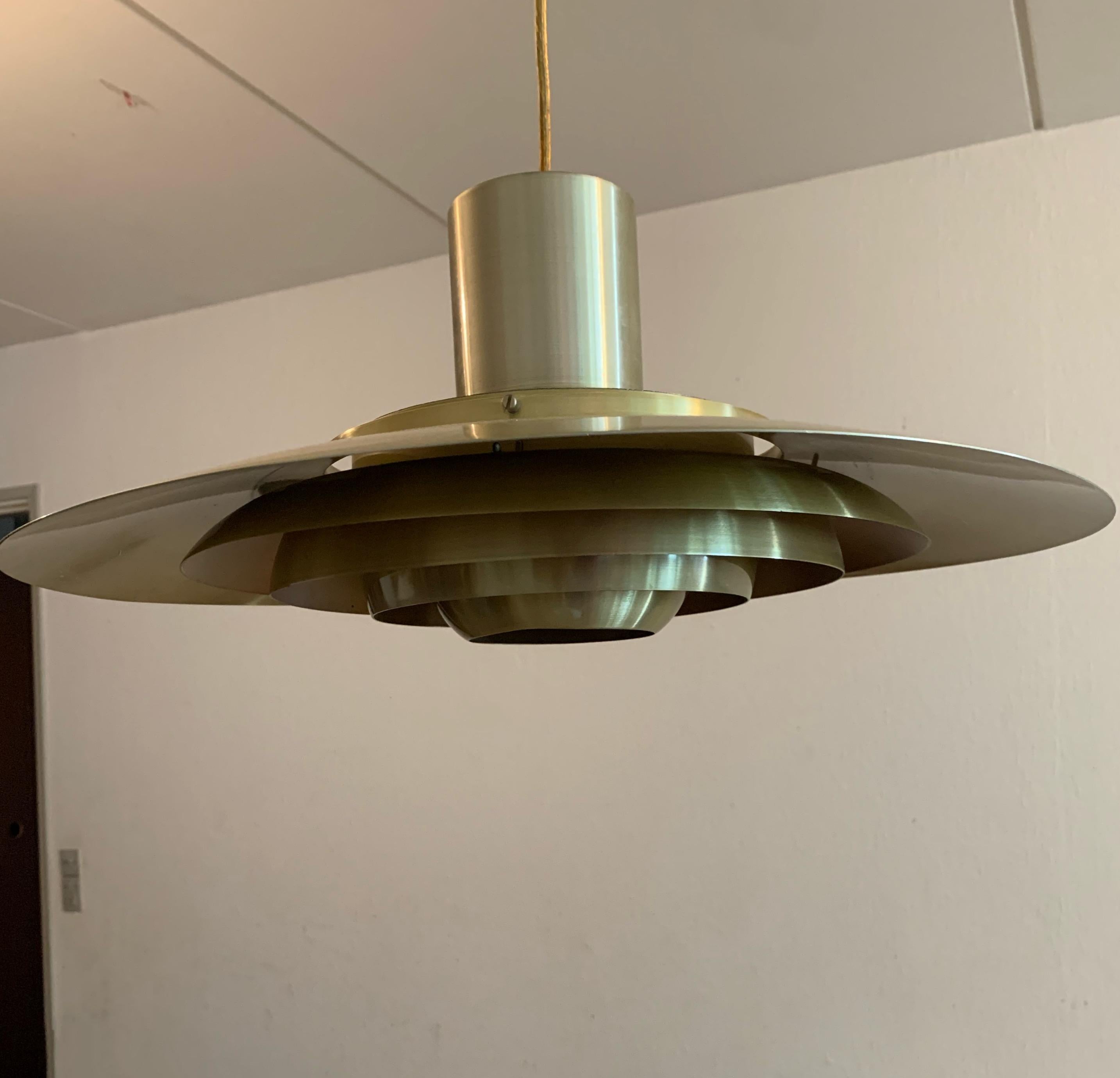 European Mid-Century Modern Brass Pendant Light by Preben Fabricius and Kastholm For Sale