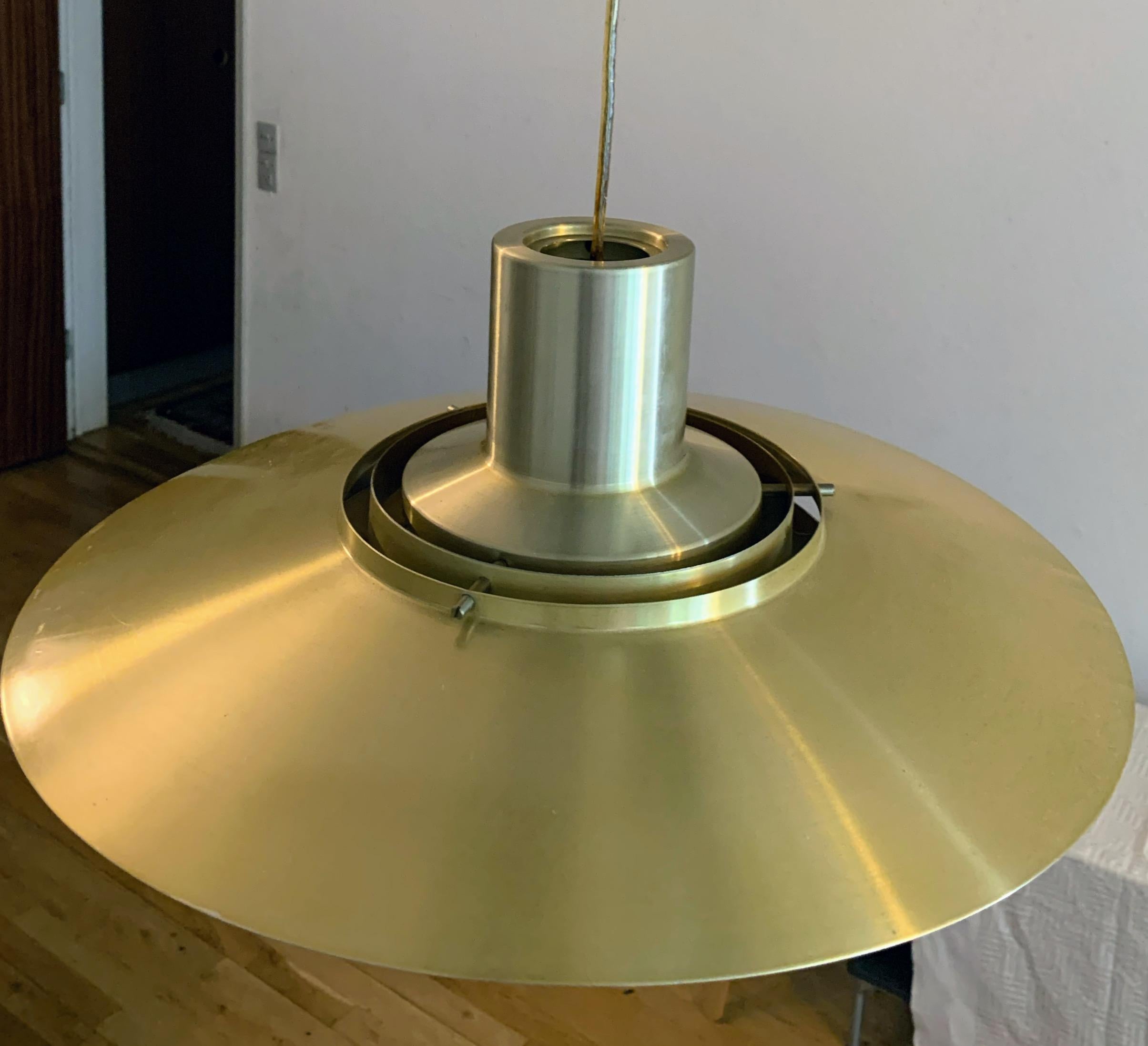 Aluminum Mid-Century Modern Brass Pendant Light by Preben Fabricius and Kastholm For Sale
