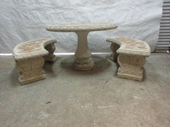 Tavolo da giardino a mosaico Midcentry + panchine