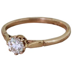 Midcentury 0.43 Carat Transitional Cut Diamond Rose Gold Engagement Ring