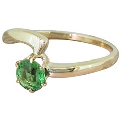 Midcentury 0.75 Carat Demantoid Garnet Solitaire Ring Midcentury 0.75 Carat Demantoid Garnet Solitaire Ring