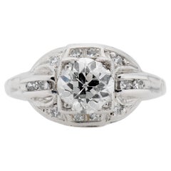 Anello di fidanzamento in platino da 0,81 carati con diamante antico dal taglio europeo