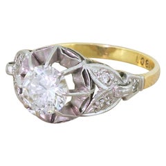 Midcentury 0.86 Carat Transitional Cut Diamond Engagement Ring