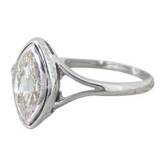 Vintage Midcentury 0.94 Carat Marquise Cut Diamond Engagement Ring