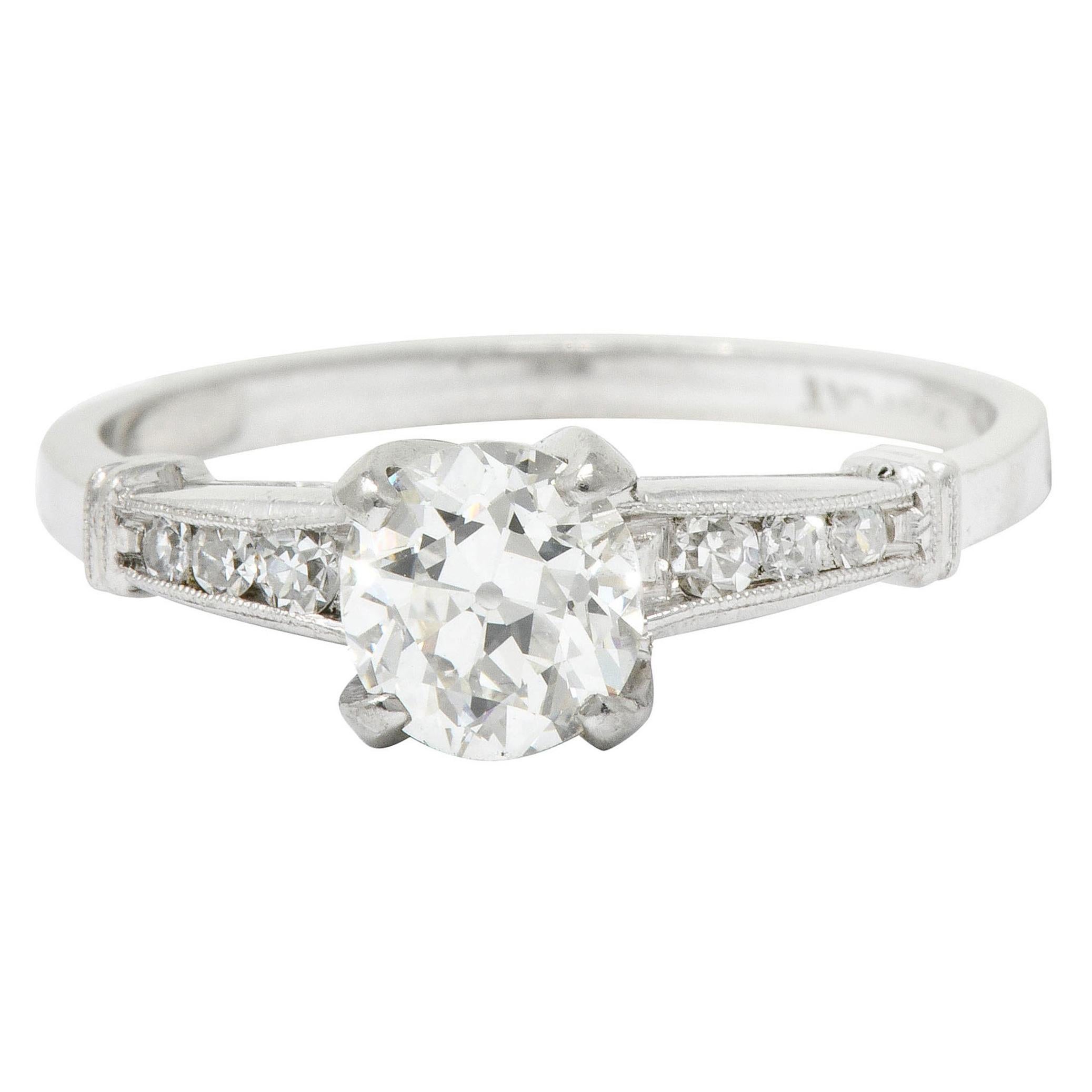 Art Deco 0.95 Carat Diamond Engagement Ring at 1stDibs
