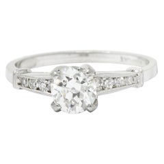 Midcentury 0.95 Carat Diamond Platinum Engagement Ring