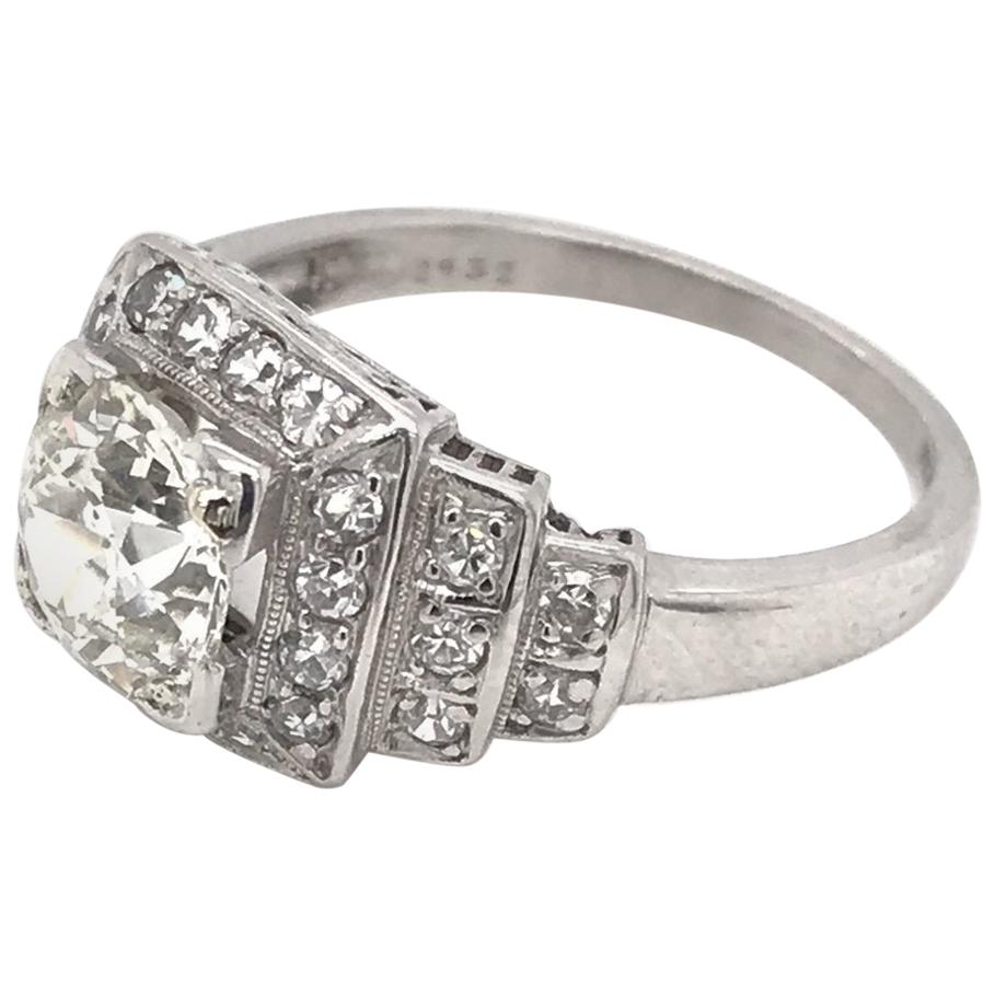 Midcentury 1.15 Carat Platinum Diamond Ring