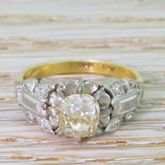 Midcentury 1.17 Carat Old Cut Diamond Engagement Ring