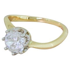 Vintage Midcentury 1.27 Carat Old Cut Diamond Twist Ring