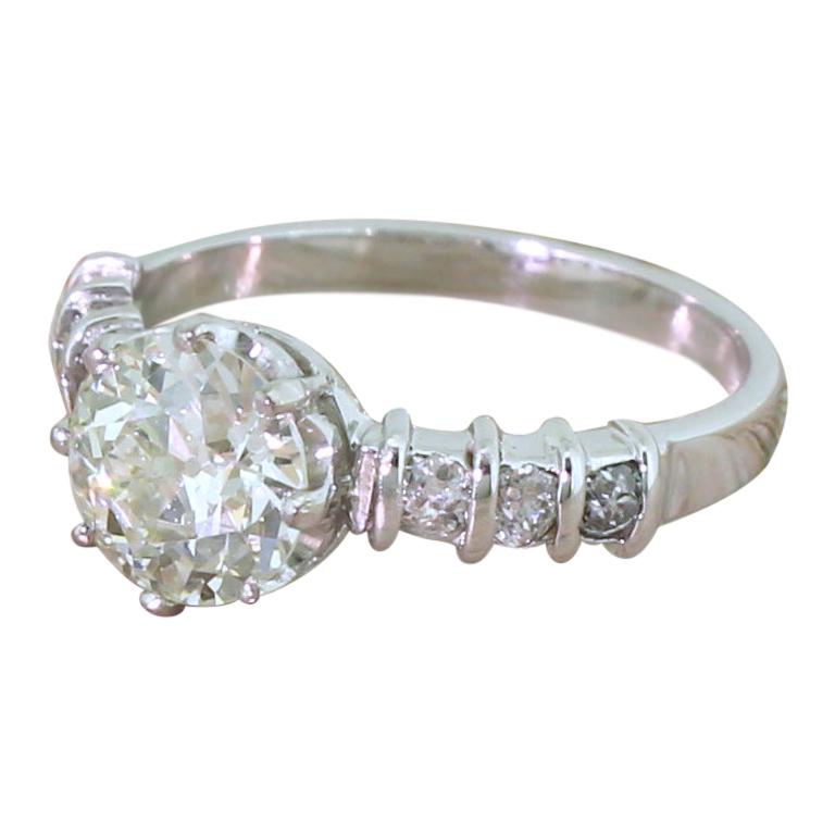 Midcentury 1.35 Carat Old European Cut Diamond Engagement Ring For Sale