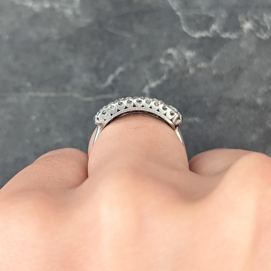 Platin-Cluster-Fischschwanzring mit 1,39 Karat Diamant im alteuropäischen Schliff, Mitte des Jahrhunderts 7