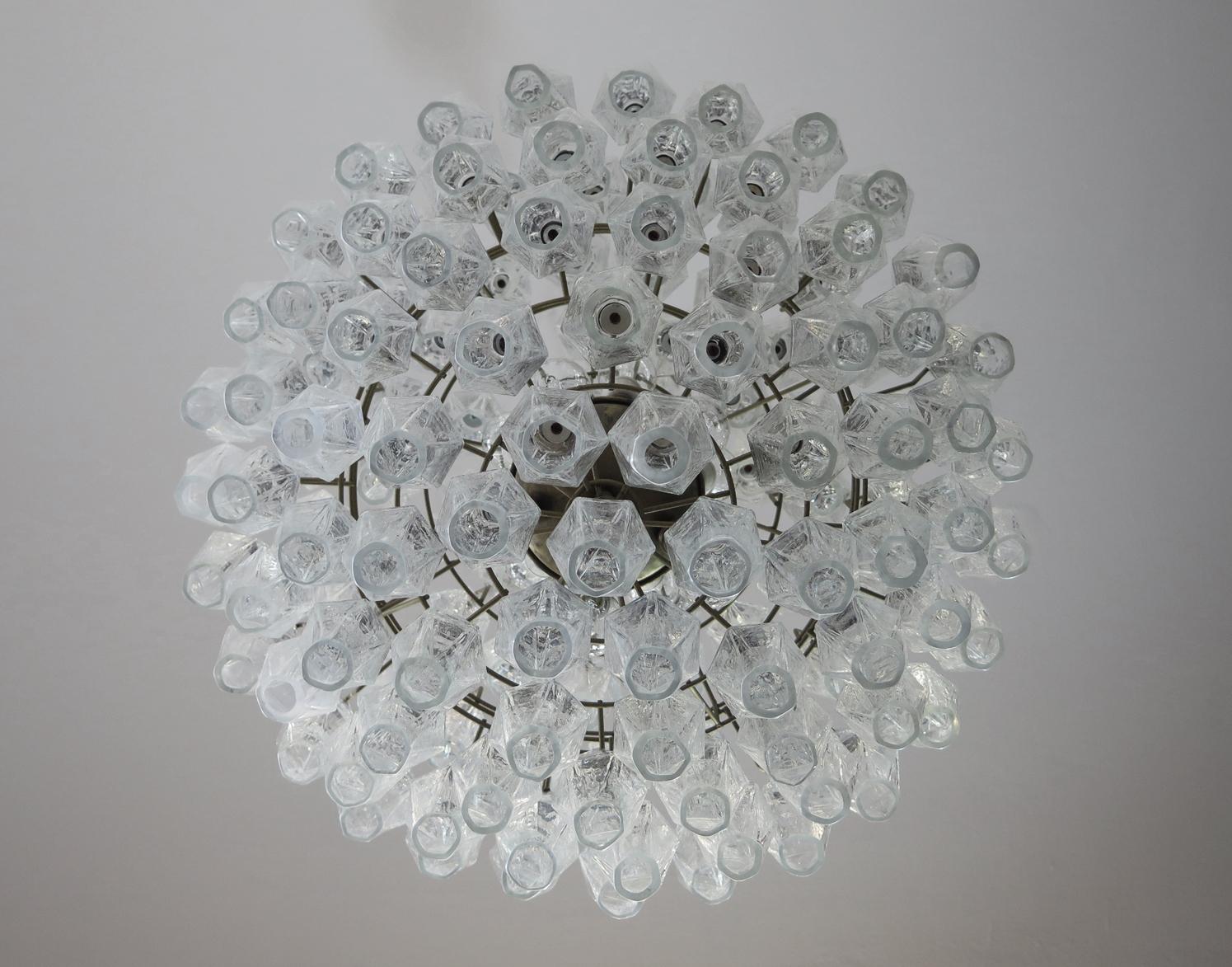 Amazing Spherical Murano Poliedri Candelier, 140 Iridescent Poliedri For Sale 4