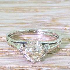 Midcentury 1.41 Carat Old Cut Diamond Engagement Ring, circa 1960
