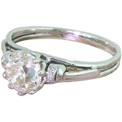 Midcentury 1.41 Carat Old Cut Diamond Engagement Ring, circa 1960