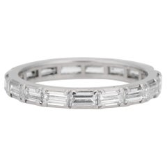 Fede nuziale in platino con diamante taglio baguette da 1,50 carati del Midcentury