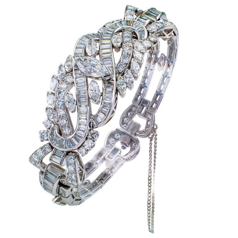 1950s Diamond Platinum Bracelet at 1stDibs | diamond 1600 crat