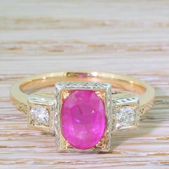 Midcentury 1.66 Carat Ruby and Diamond Trilogy Ring