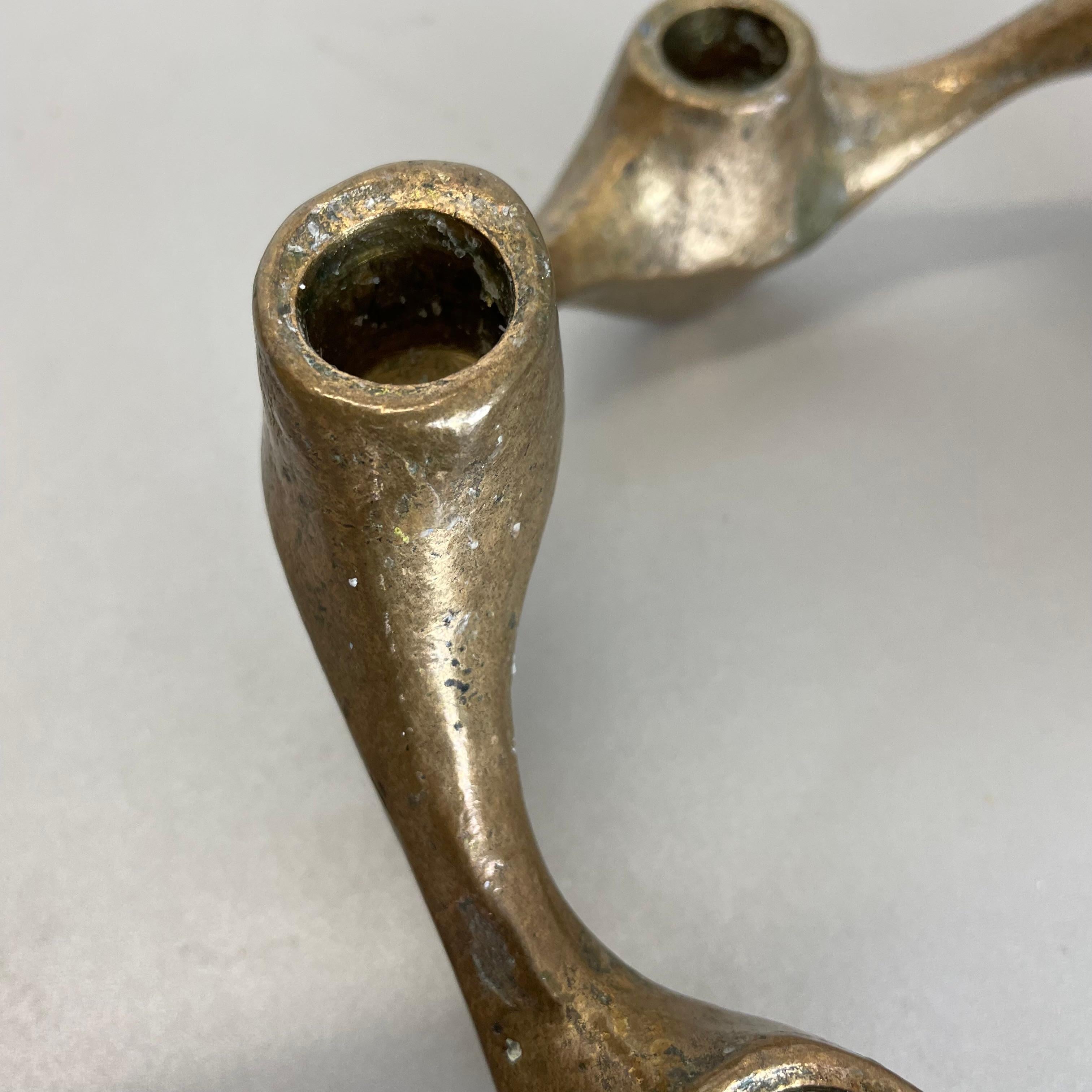 Midcentury 1.6kg Brutalist Bronze Candleholder by Michael Harjes, Germany 1960s For Sale 3