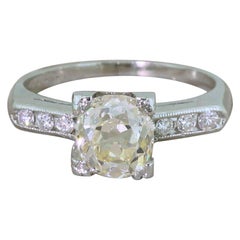 Midcentury 1.79 Carat Old Cut Diamond Engagement Ring