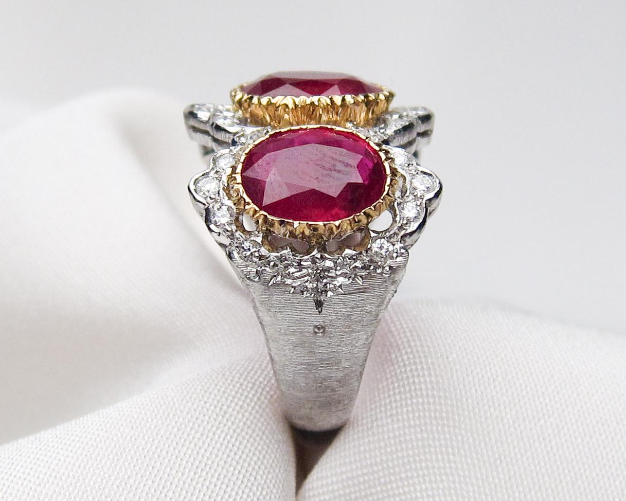 Women's or Men's Midcentury 18 Karat Gold Buccellati Ruby and Diamond Cocktail Ring