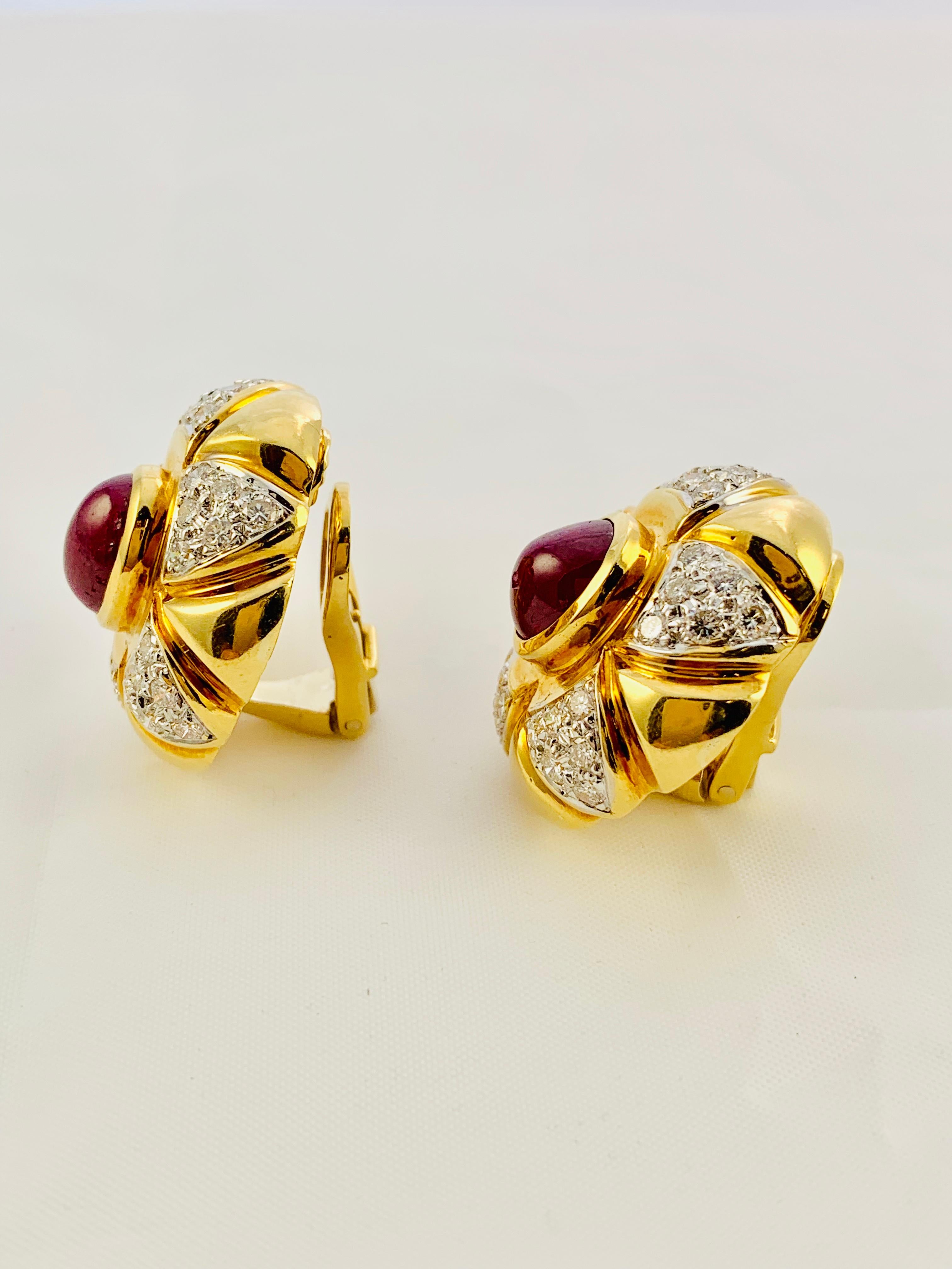Midcentury 18 Karat Gold, Diamond, Sapphire, Ruby, Emerald Necklace Earrings 9