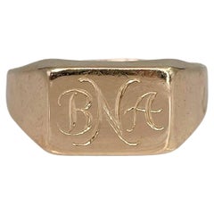 Vintage Midcentury 18 Karat Gold Initial B N A Letter Signet Ring