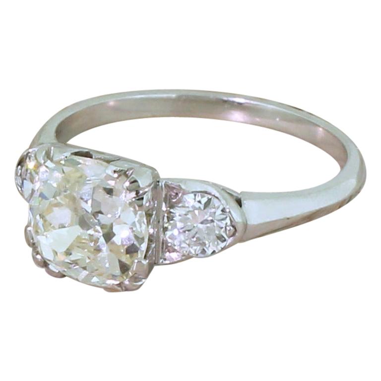 Midcentury 1.85 Carat Old Cut Diamond Engagement Ring, circa 1955