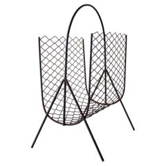 Midcentury 1940s Expanded Metal and Iron Magazine Rack