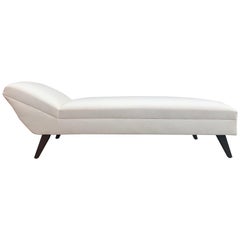 Midcentury 1950s Daybed Upholstered in White Wool
