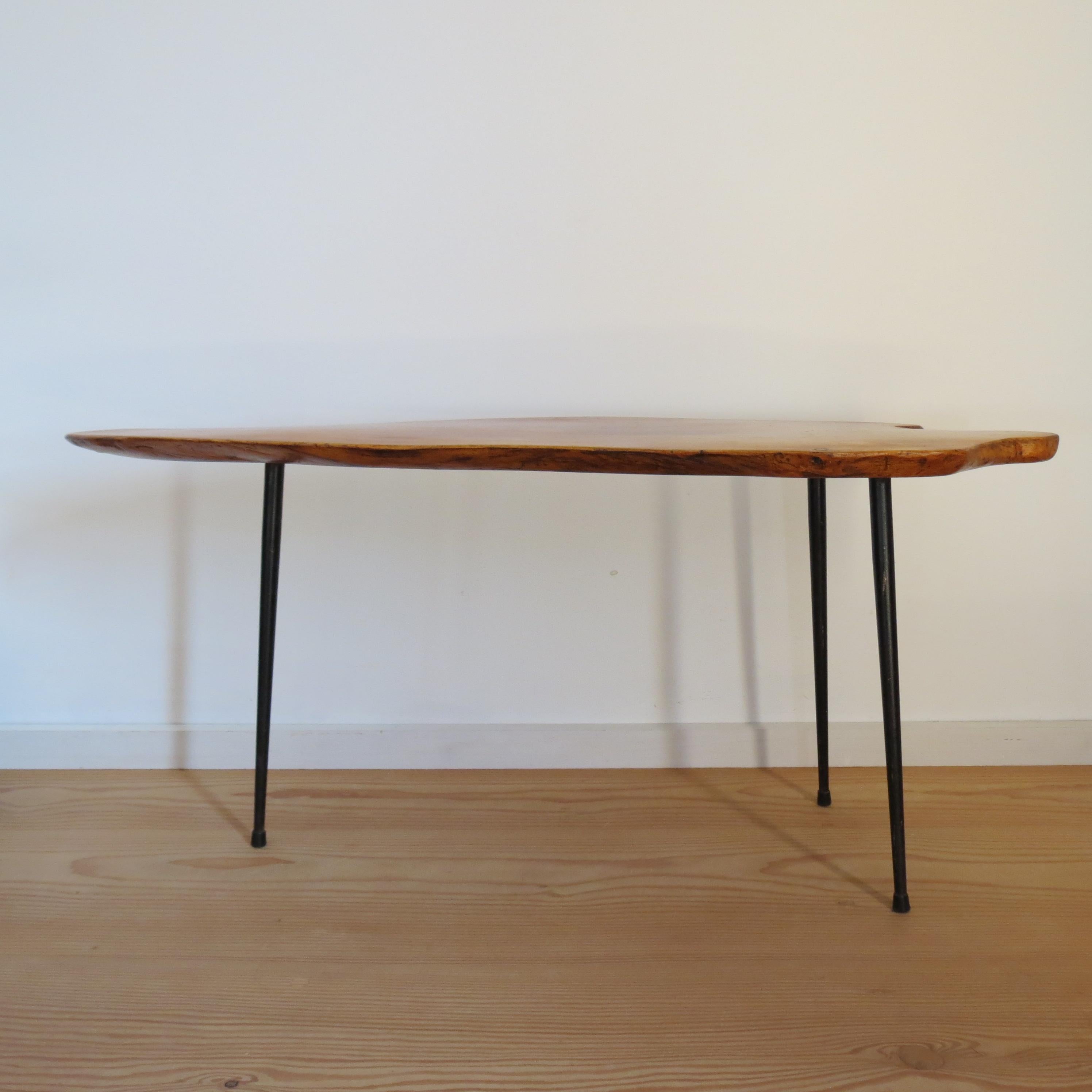 English Midcentury 1950s Elm Waney Edge Coffee Table Carl Aubock