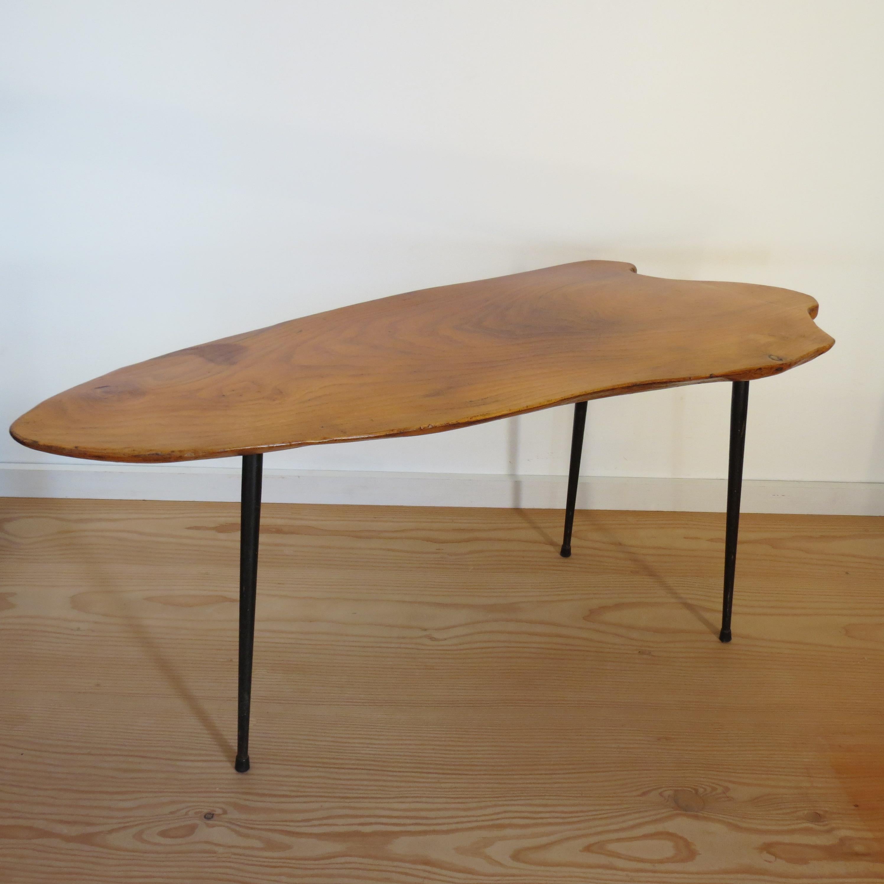 Midcentury 1950s Elm Waney Edge Coffee Table Carl Aubock In Good Condition In Stow on the Wold, GB