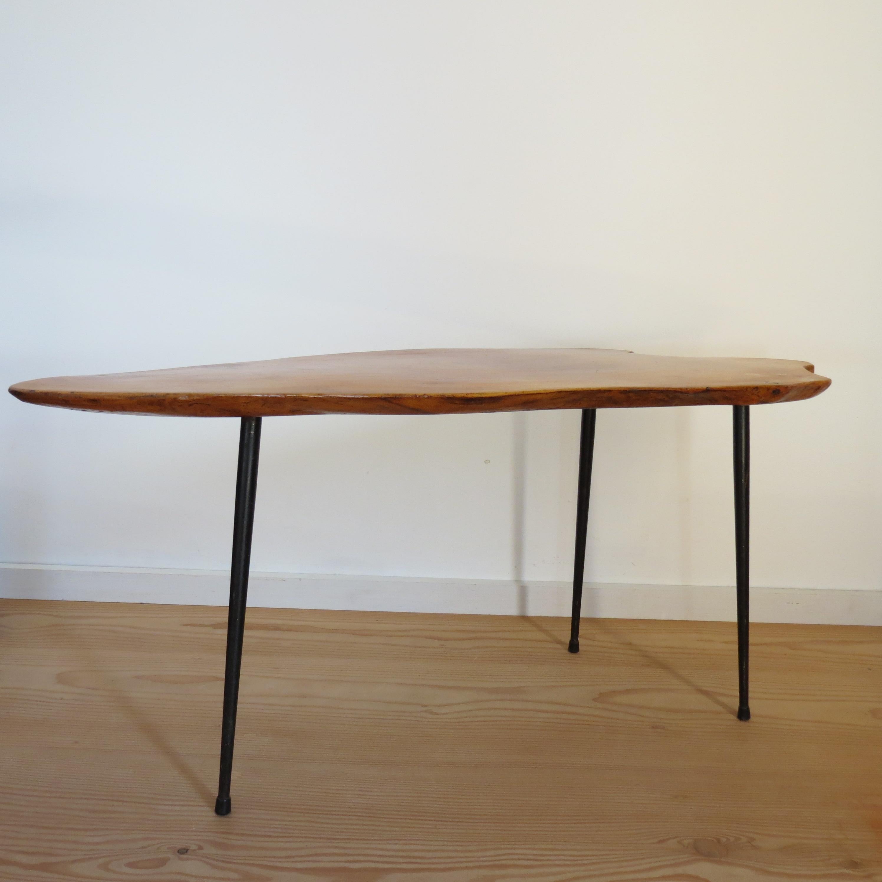 20th Century Midcentury 1950s Elm Waney Edge Coffee Table Carl Aubock