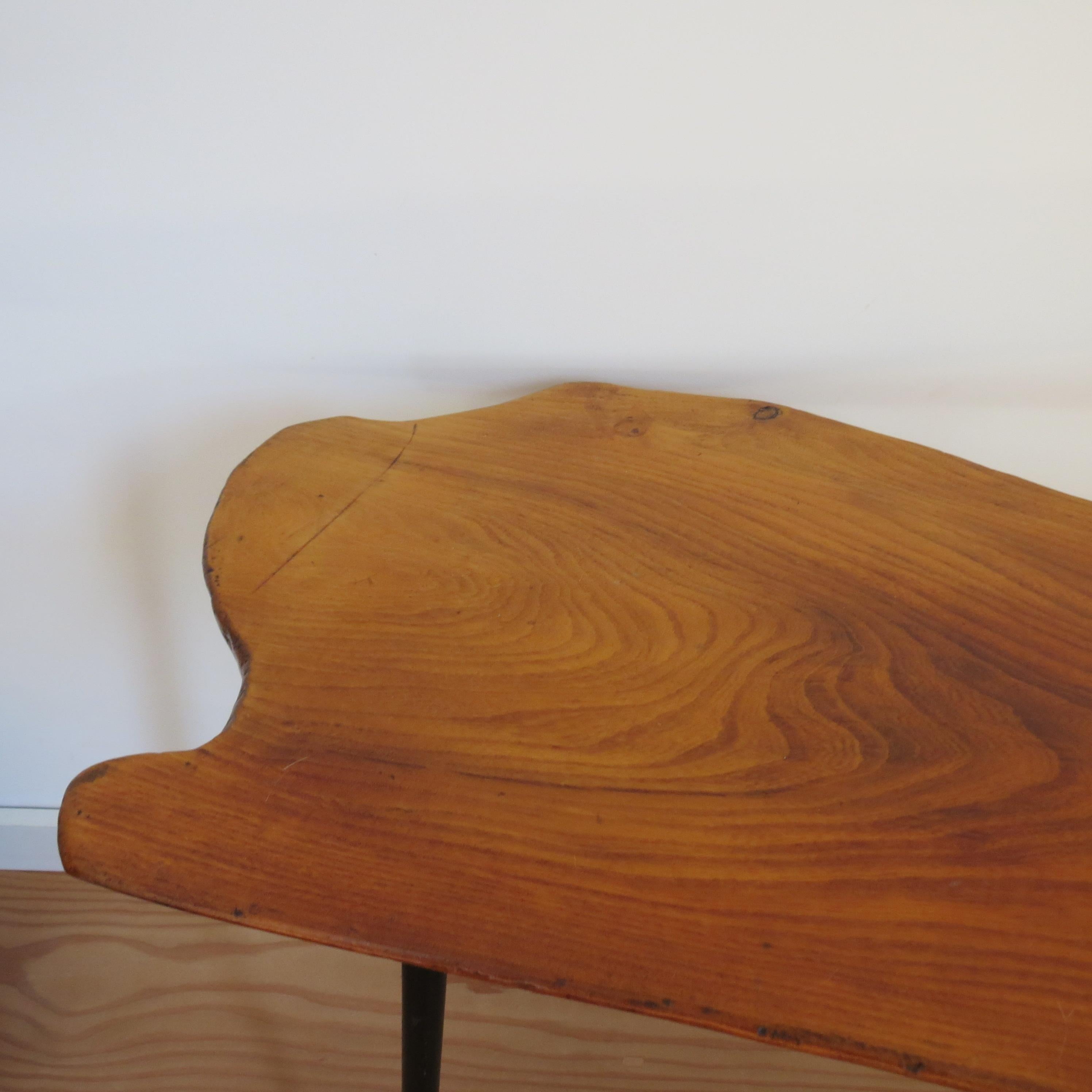 Midcentury 1950s Elm Waney Edge Coffee Table Carl Aubock 1