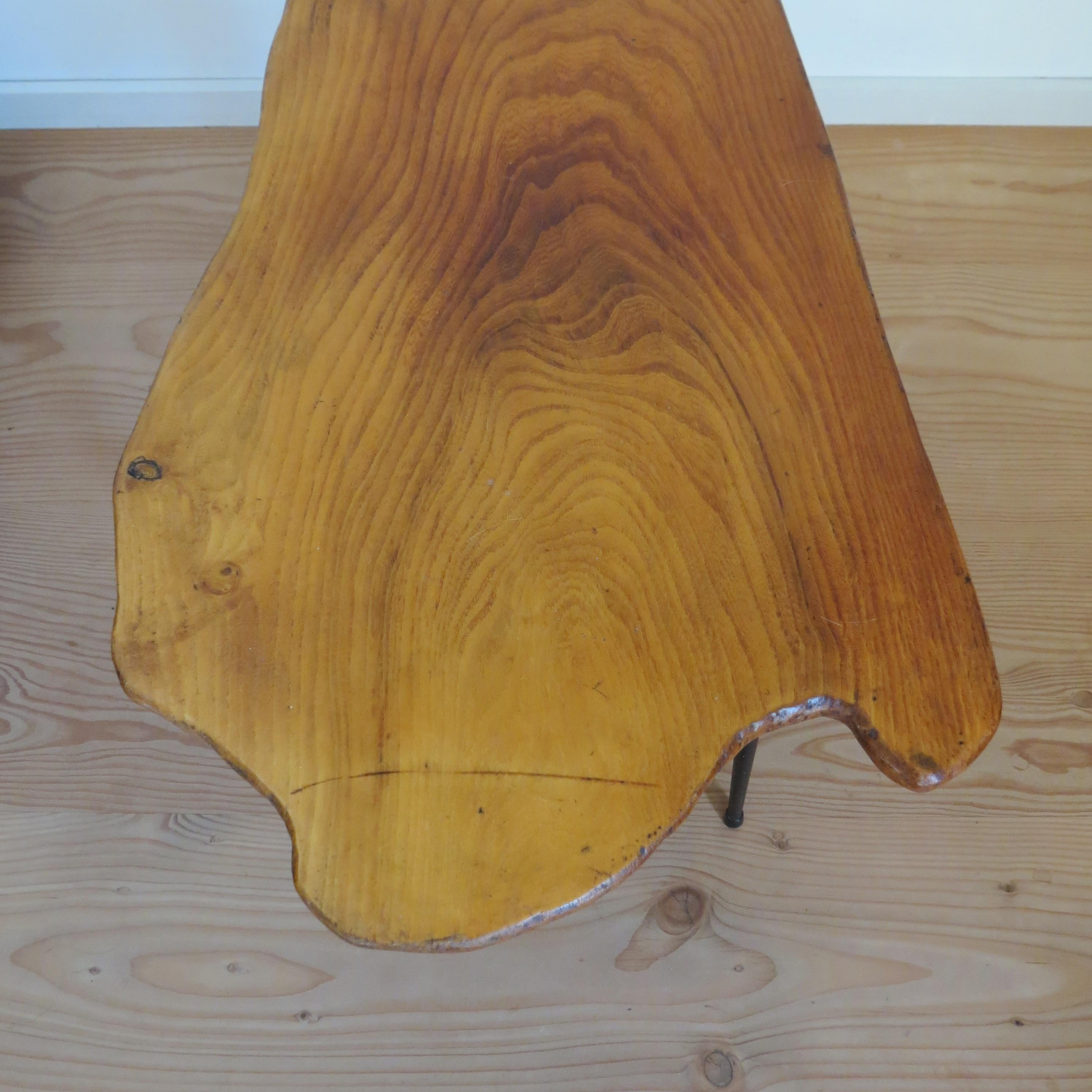 Midcentury 1950s Elm Waney Edge Coffee Table Carl Aubock 2