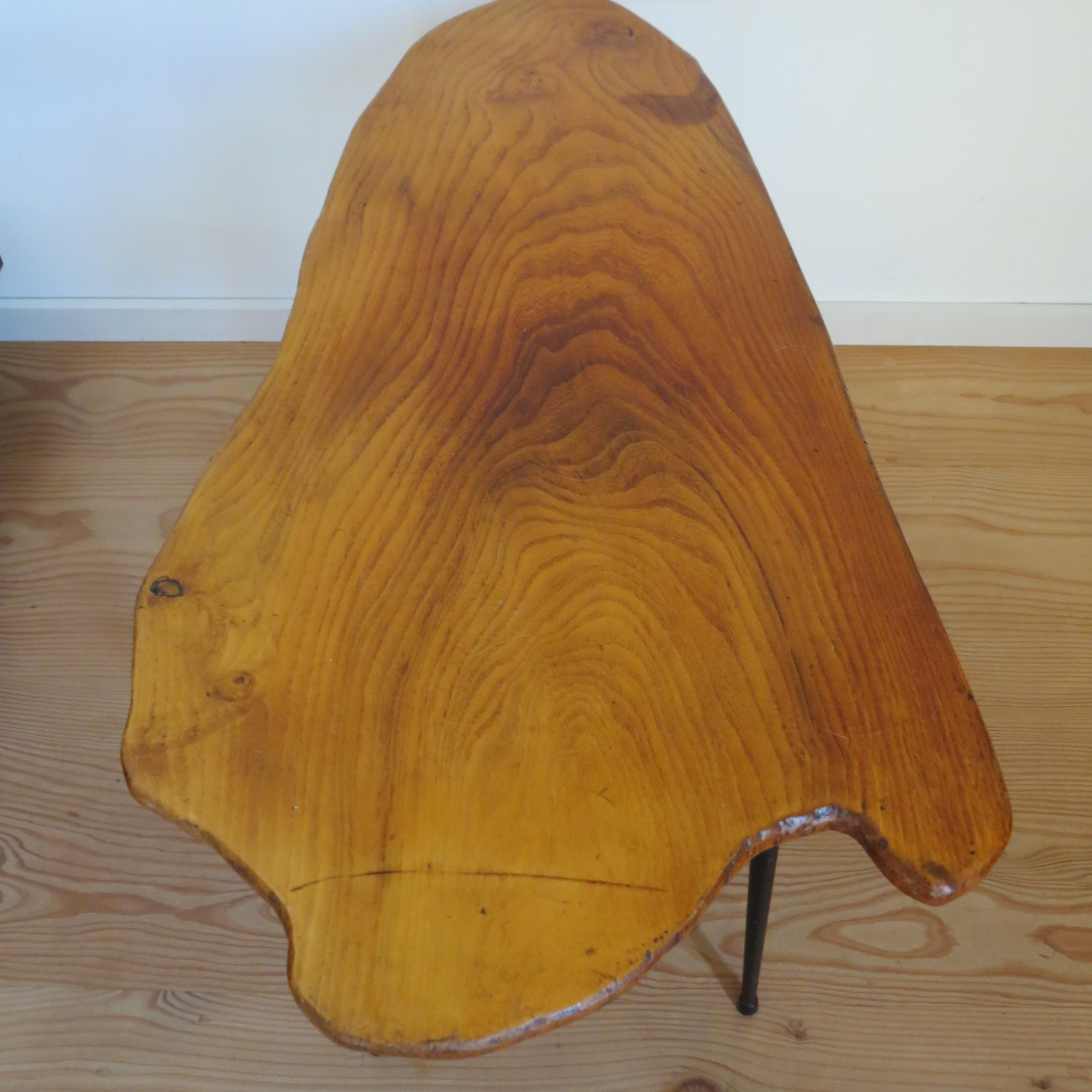 Midcentury 1950s Elm Waney Edge Coffee Table Carl Aubock 3