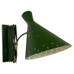 Vintage Midcentury 1950s Italian Industrial Concertina Scissor Lamp in Green