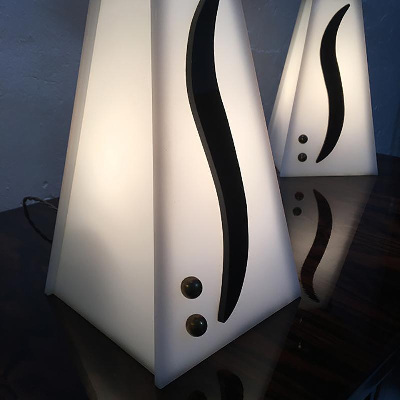 Midcentury 1950s Lucite Acrylic American Modernist Lamps by Moss Lighting Co In Good Condition In Sherborne, Dorset