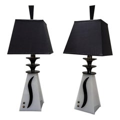 Retro Midcentury 1950s Lucite Acrylic American Modernist Lamps by Moss Lighting Co