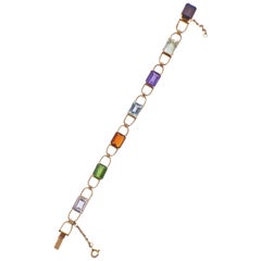 Bracelet en or à pierres précieuses multicolores du milieu du siècle dernier