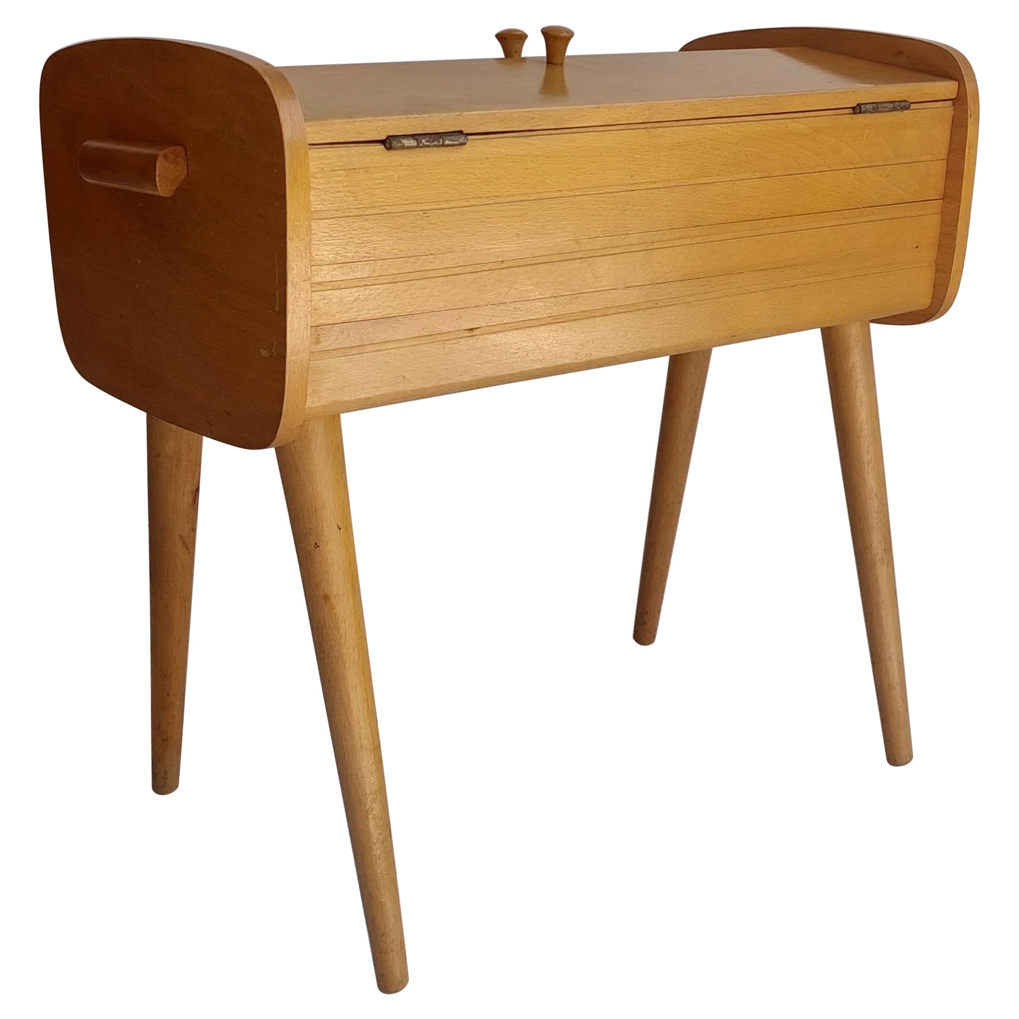 Midcentury 1950s Sewing Box on Sputnik Legs Danish Design