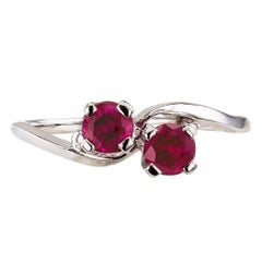 Midcentury 1950s Twin Ruby Gold Ring