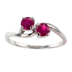 Midcentury 1950s Twin Ruby Gold Ring