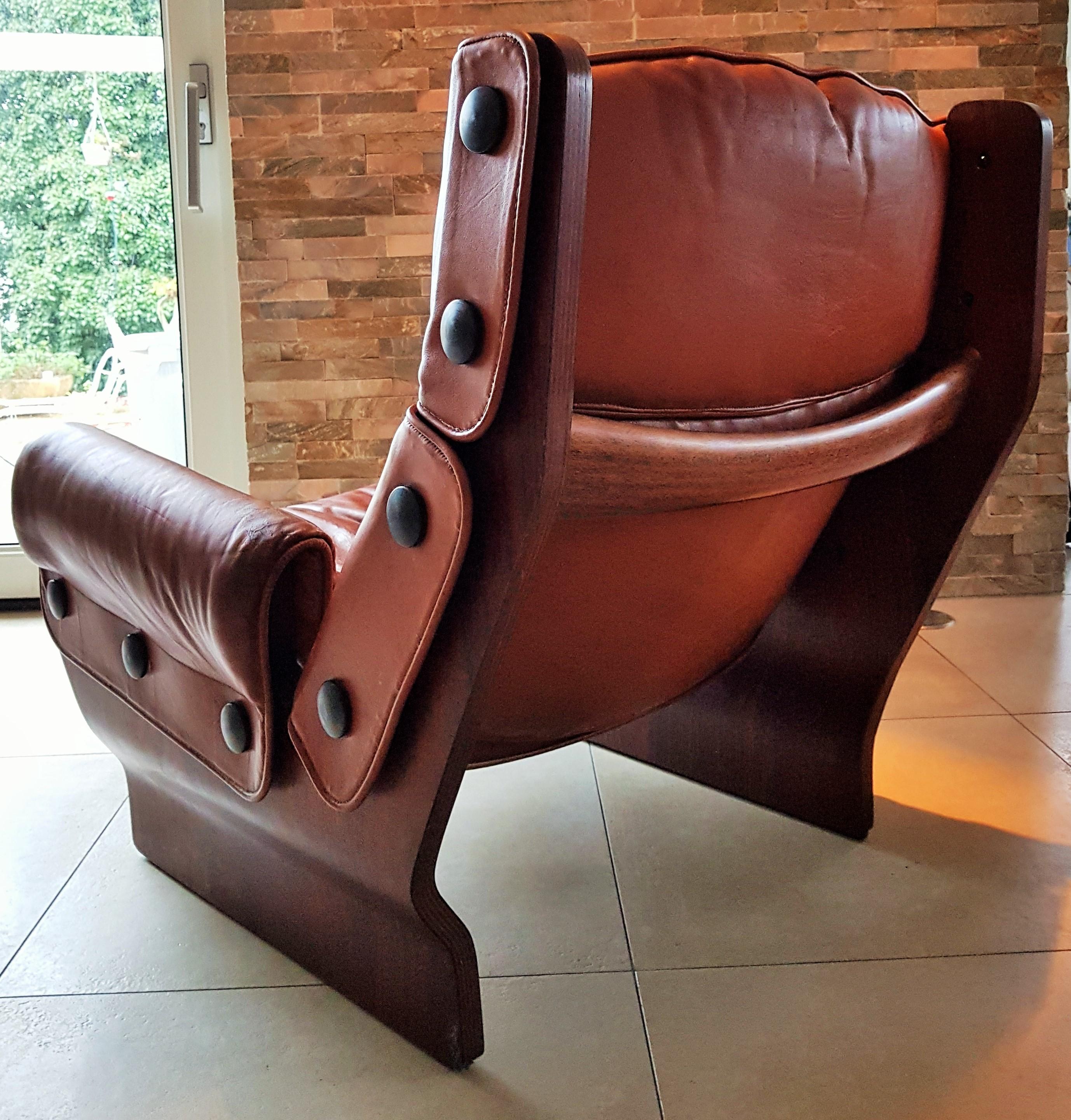 Leather Midcentury 1960s 'Canada' Chair Borsani for Tecno