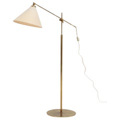 Midcentury 1960s Danish Brass Floor Lamp by Th Valentiner